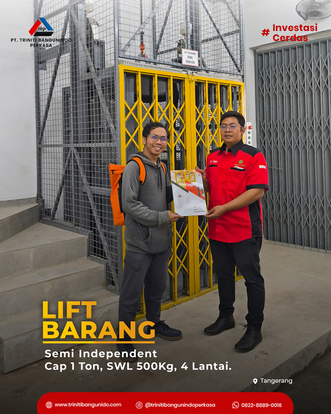 Lift Barang Triniti Kapasitas 1 Ton di Tangerang