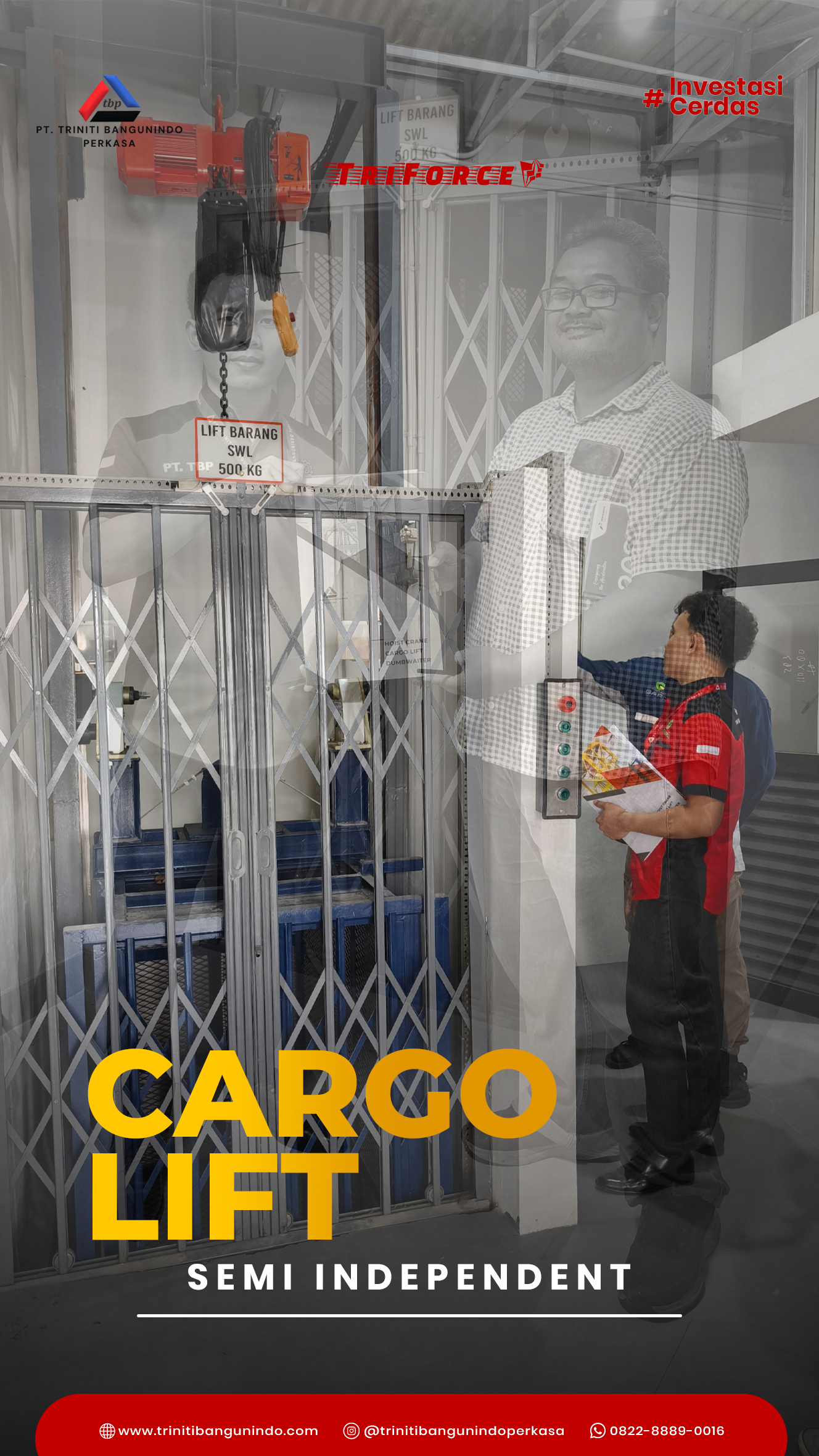 Lift Barang Triniti Kapasitas 1 Ton di Jakarta Pusat